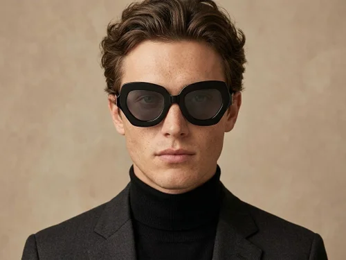 Lunettes de soleil papillon en acétate noir #BS2607-0048