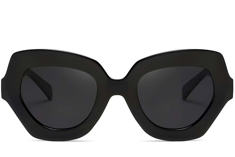Schmetterlings-Sonnenbrille aus schwarzem Acetat #BS2607-0048