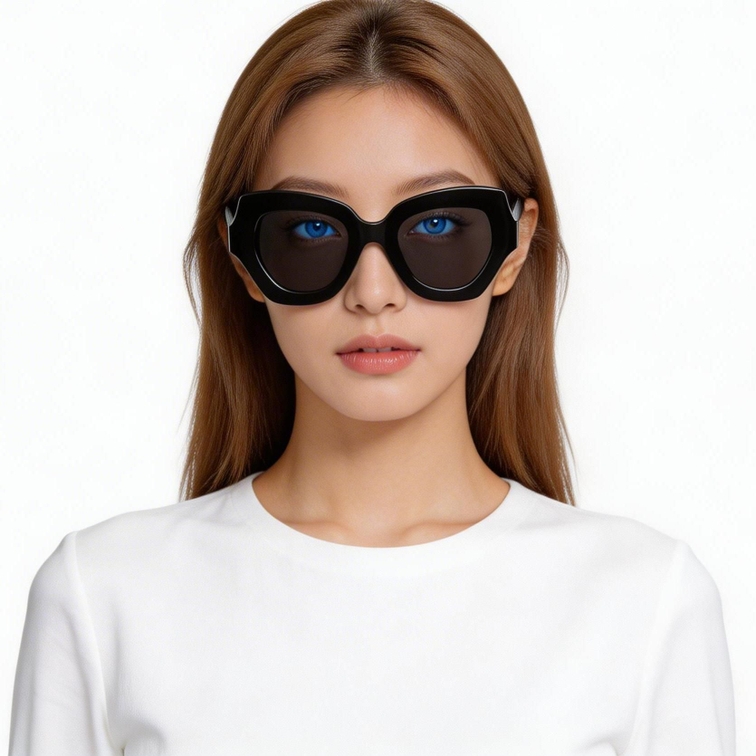 Gafas de sol de acetato negro con forma de mariposa #BS2607-0048