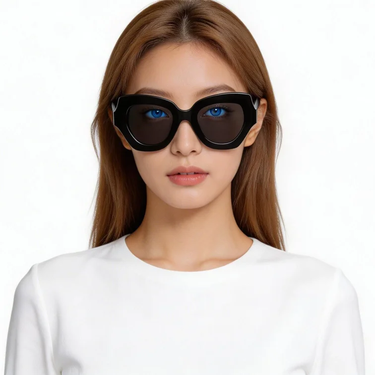 Schmetterlings-Sonnenbrille aus schwarzem Acetat #BS2607-0048