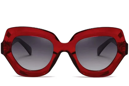 Lunettes de soleil papillon en acétate rouge #BS2607-0051