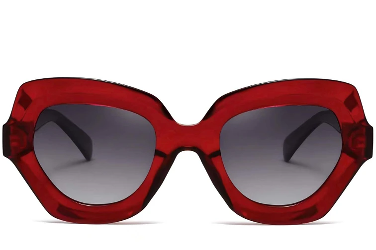Lunettes de soleil papillon en acétate rouge #BS2607-0051