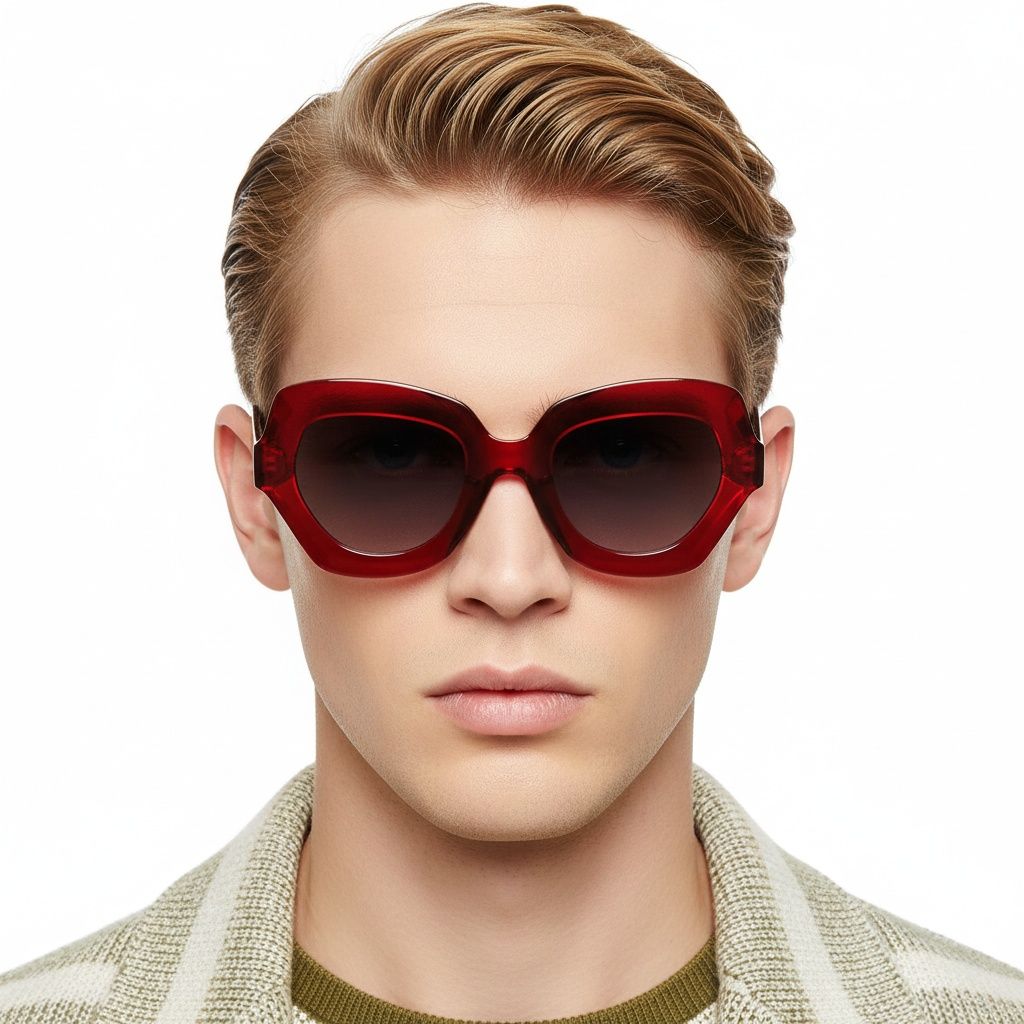 Gafas de sol de acetato rojo mariposa #BS2607-0051