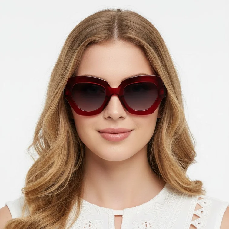 Butterfly Red Acetate Sunglasses #BS2607-0051