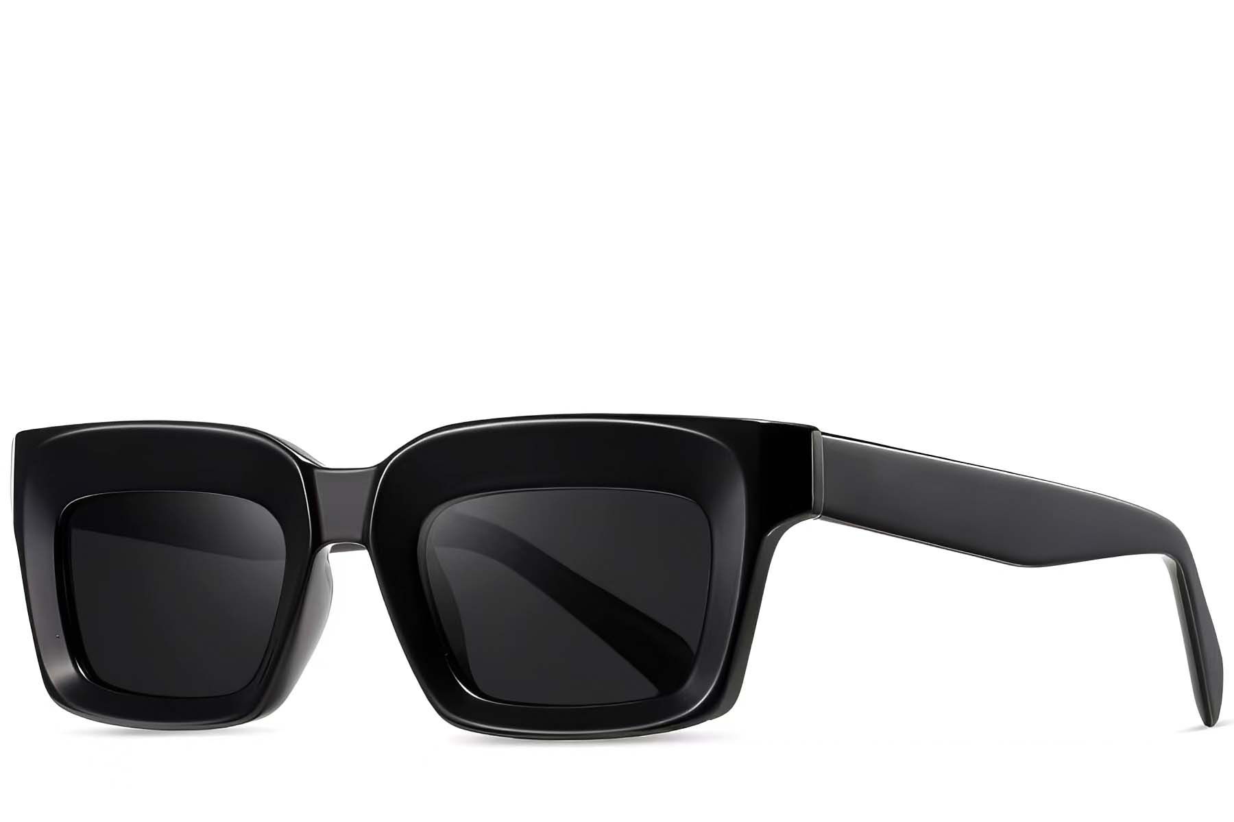 Rectangular Black Acetate Sunglasses #BS2607-0053