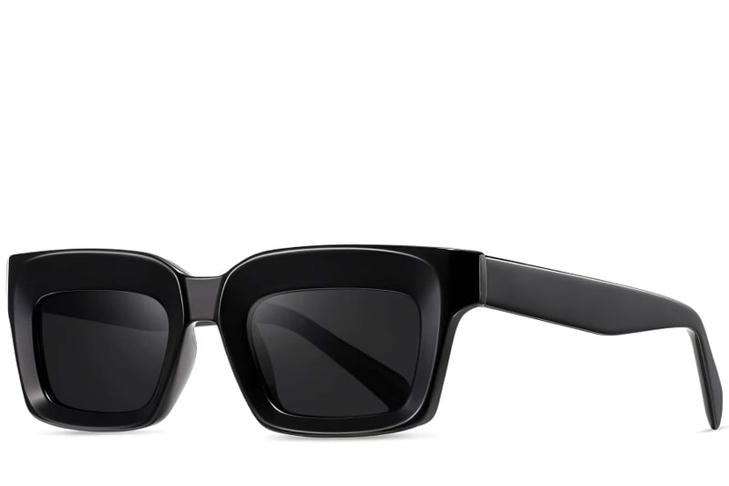 Rectangular Black Acetate Sunglasses #BS2607-0053