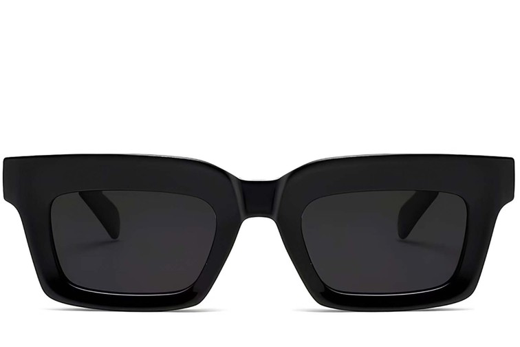 Rechteckige Sonnenbrille aus schwarzem Acetat #BS2607-0053