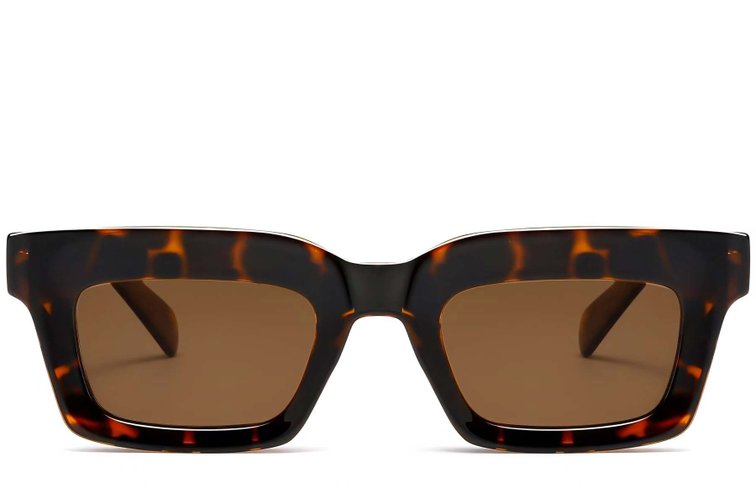 Lunettes de soleil rectangulaires en acétate écaille de tortue #BS2607-0054