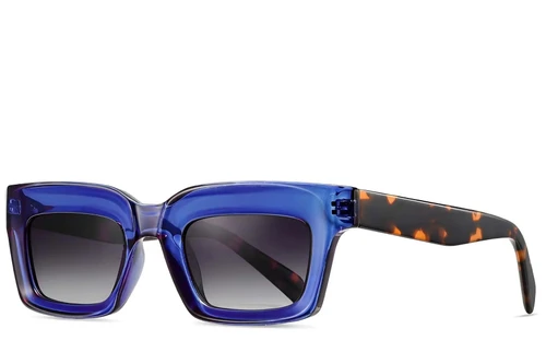 Rectangular Blue Acetate Sunglasses #BS2607-0055