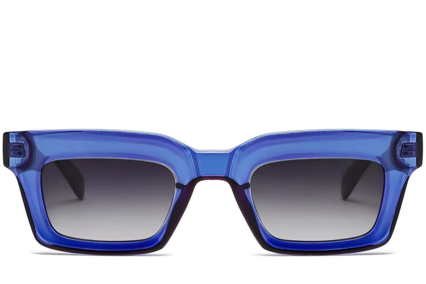 Rectangular Blue Acetate Sunglasses #BS2607-0055