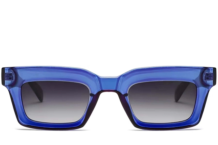 Rectangular Blue Acetate Sunglasses #BS2607-0055