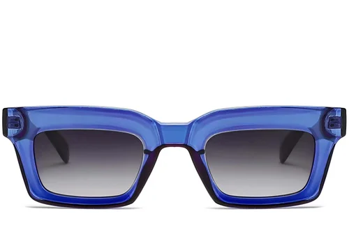 Lunettes de soleil rectangulaires en acétate bleu #BS2607-0055