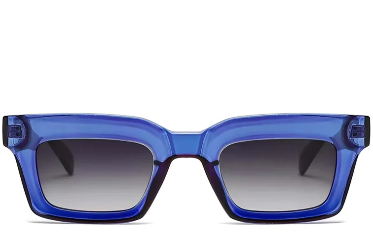 Rectangular Blue Acetate Sunglasses #BS2607-0055