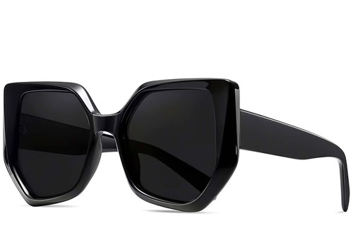 Geometric Black Acetate Sunglasses #BS2607-0057