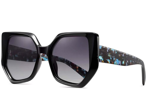 Geometric Black Acetate Sunglasses #BS2607-0058