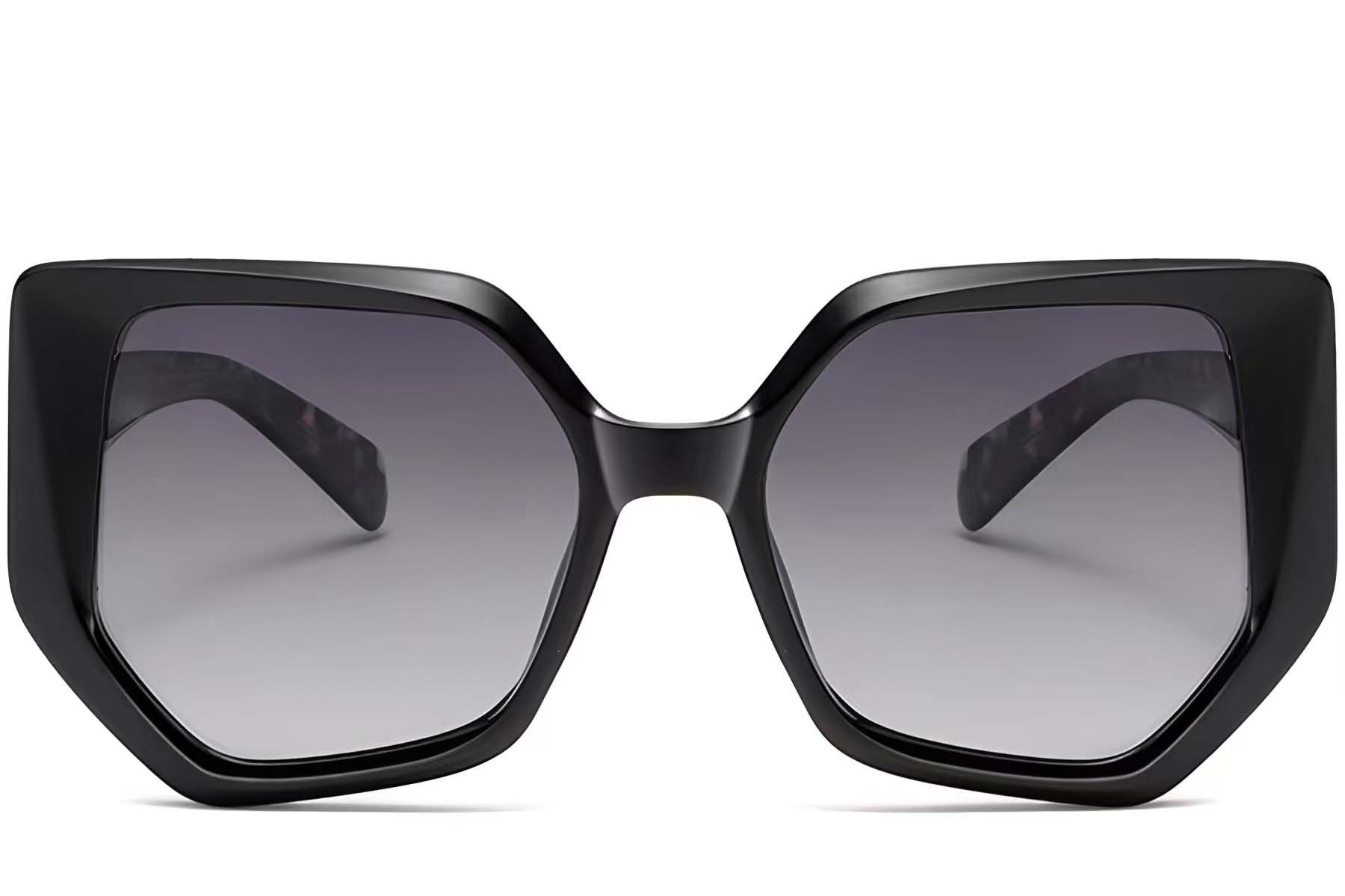 Geometric Black Acetate Sunglasses #BS2607-0058