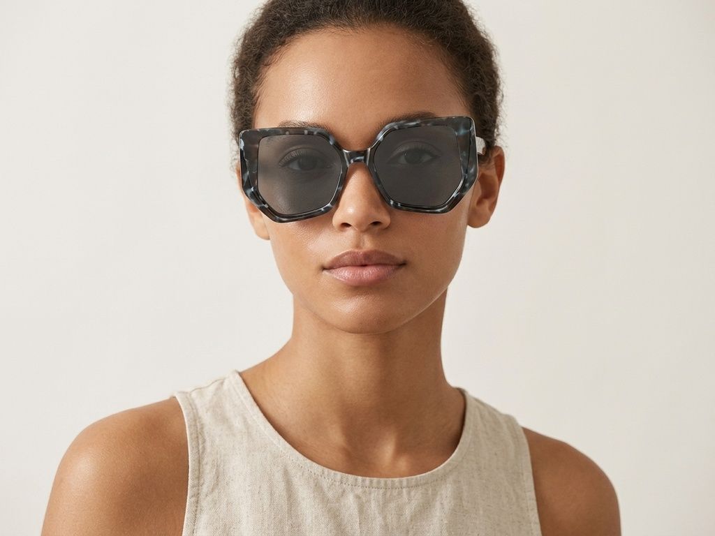 Geometric Tortoiseshell Acetate Sunglasses #BS2607-0060