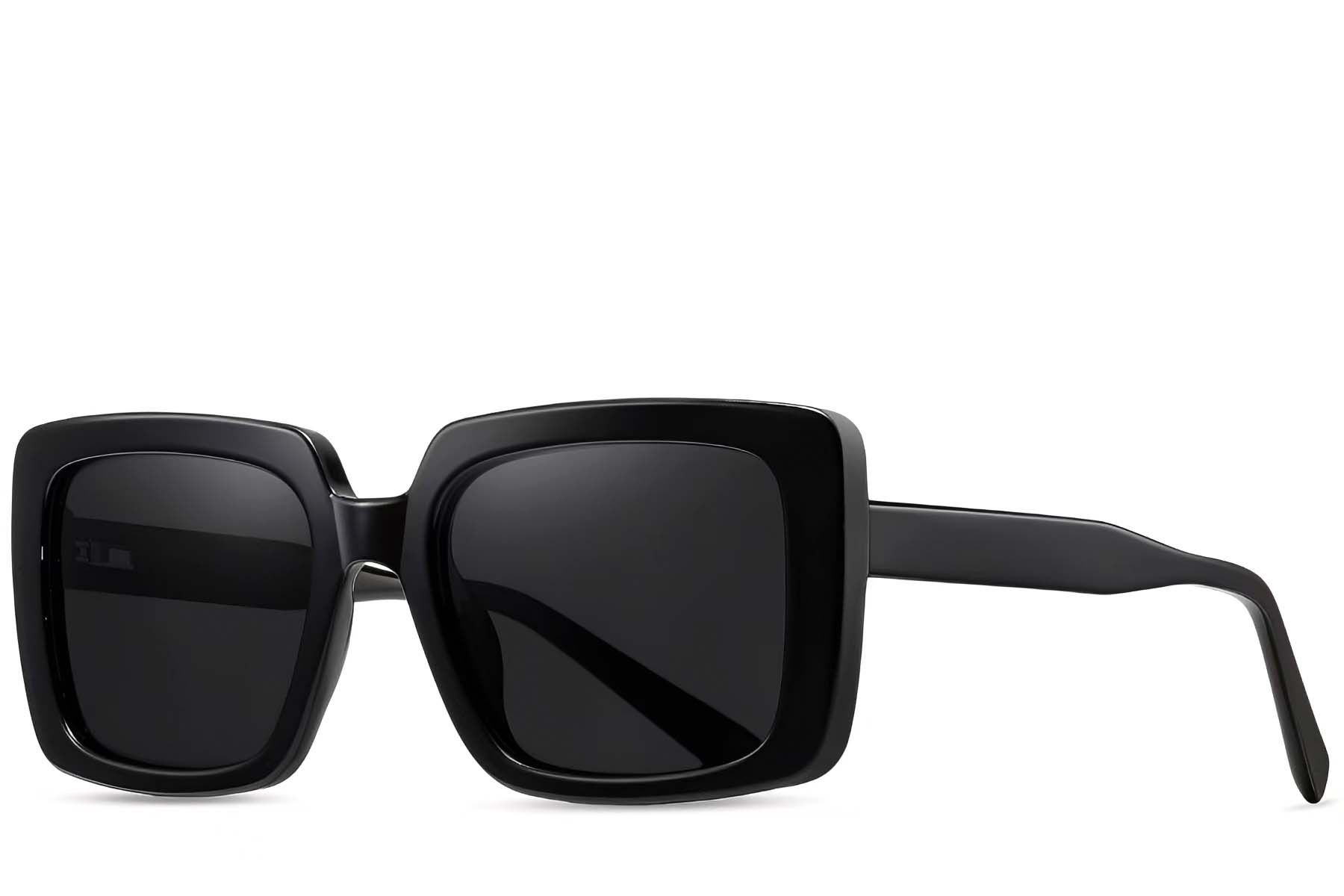 Rectangular Black Acetate Sunglasses #BS2607-0061