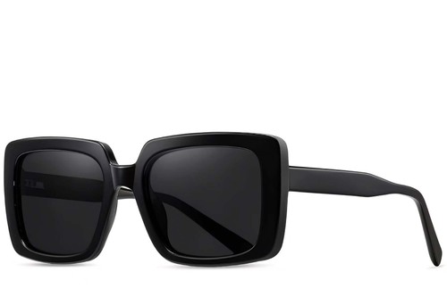Rectangular Black Acetate Sunglasses #BS2607-0061