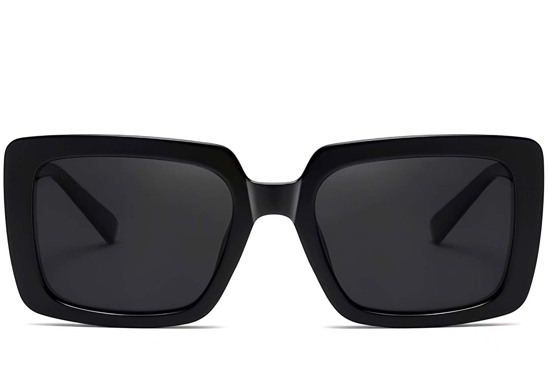Rectangular Black Acetate Sunglasses #BS2607-0061