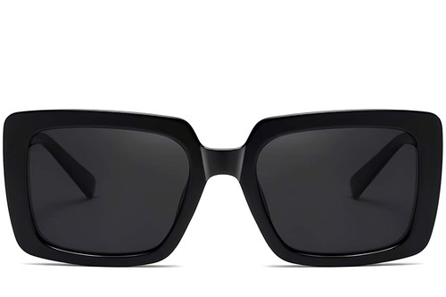 Rectangular Black Acetate Sunglasses #BS2607-0061