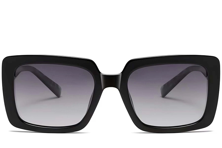 Rectangular Black Acetate Sunglasses #BS2607-0062