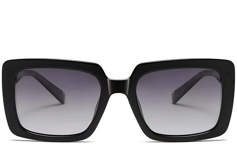 Rectangular Black Acetate Sunglasses #BS2607-0062
