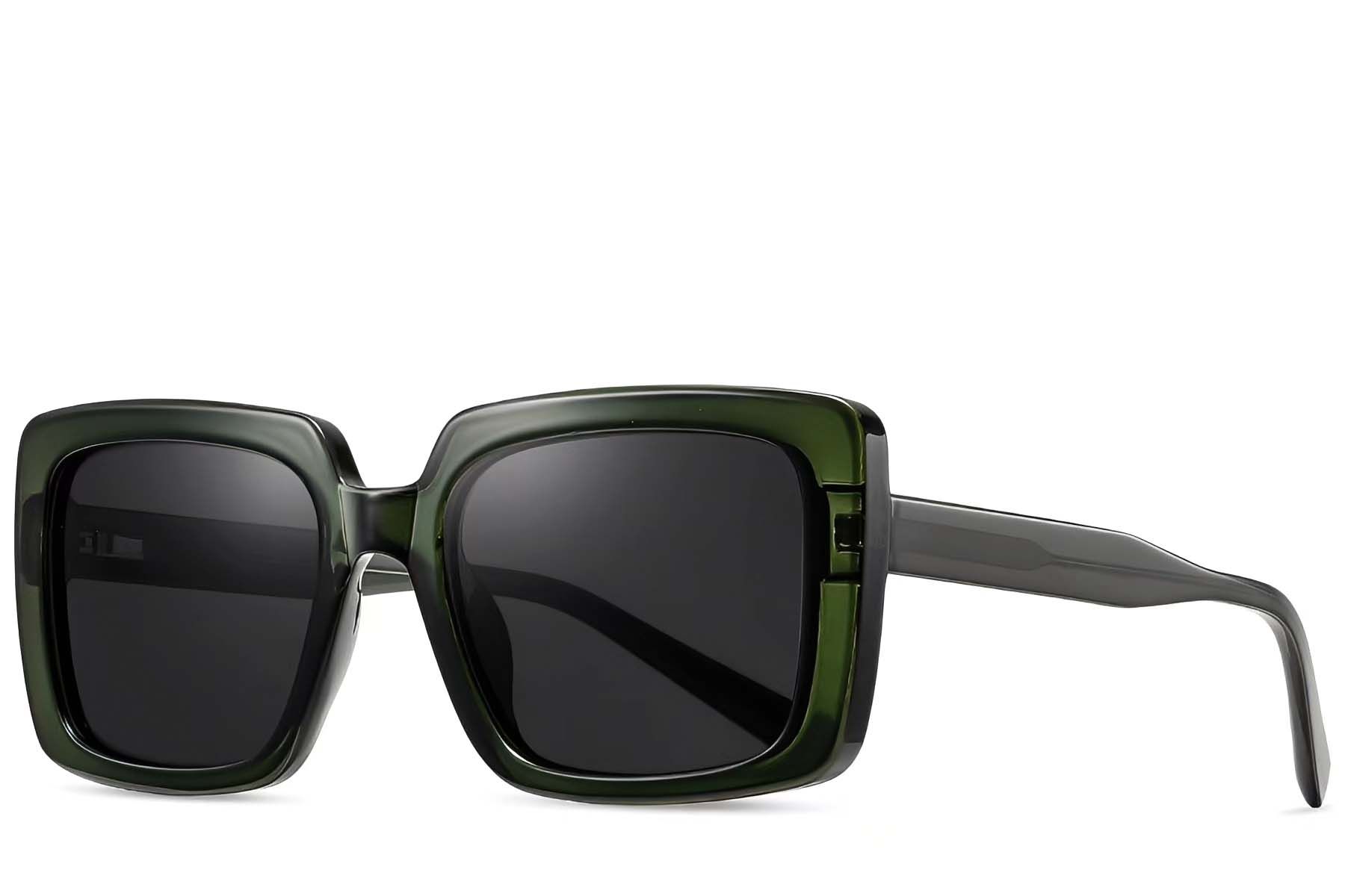 Rectangular Green Acetate Sunglasses #BS2607-0063