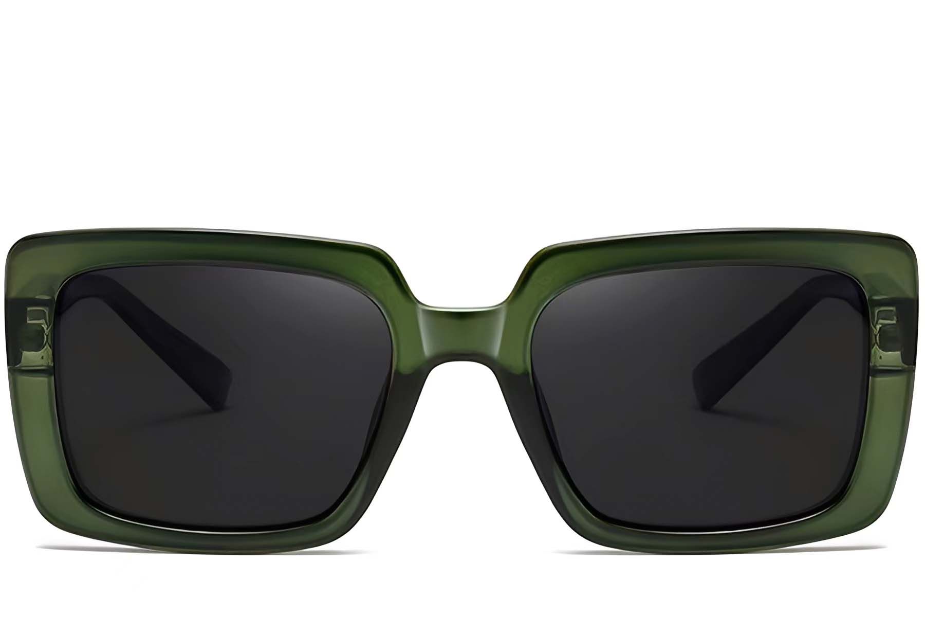 Rectangular Green Acetate Sunglasses #BS2607-0063