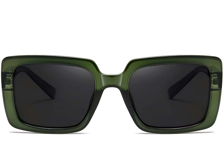 Rectangular Green Acetate Sunglasses #BS2607-0063