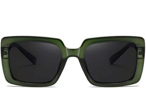 Lunettes de soleil rectangulaires en acétate vert #BS2607-0063