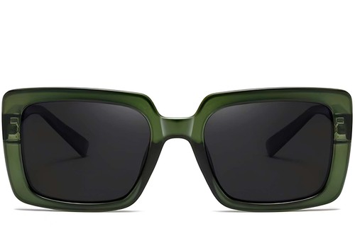 Rectangular Green Acetate Sunglasses #BS2607-0063