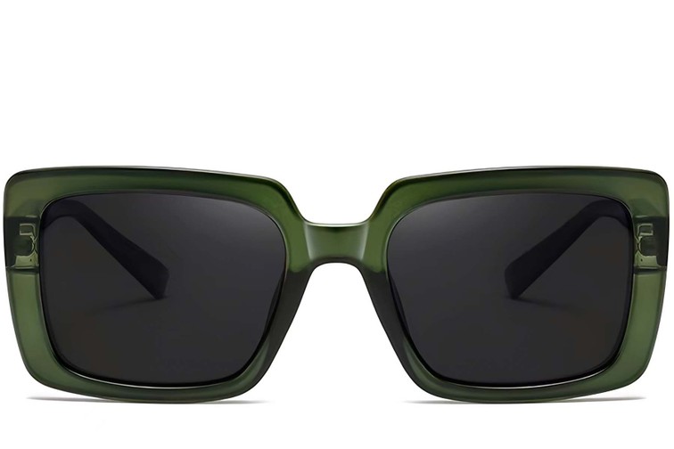 Rectangular Green Acetate Sunglasses #BS2607-0063