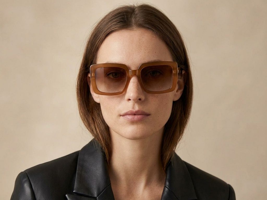 Rectangular Brown Acetate Sunglasses #BS2607-0064