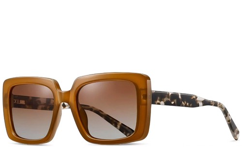 Rectangular Brown Acetate Sunglasses #BS2607-0064