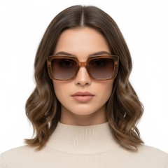 Rectangular Brown Acetate Sunglasses #BS2607-0064