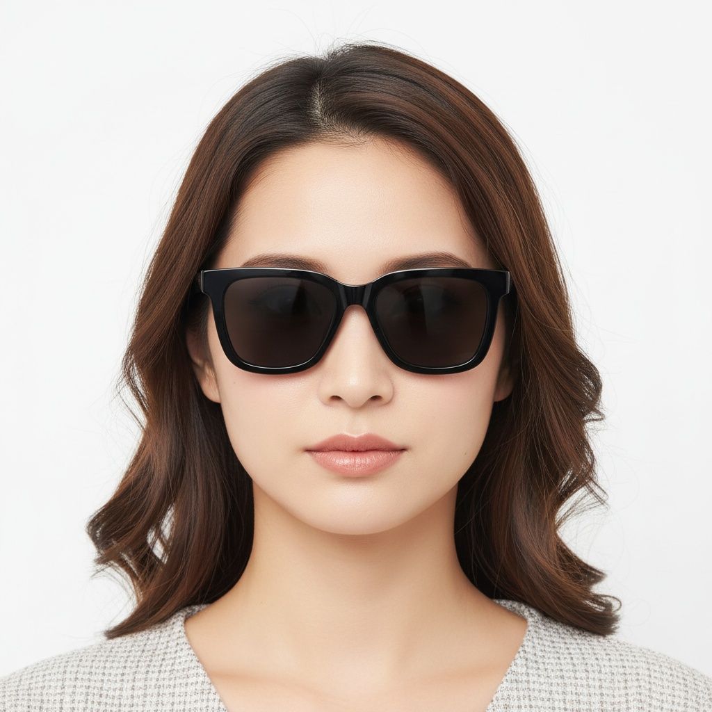 Rectangular Black Acetate Sunglasses #BS2607-0065