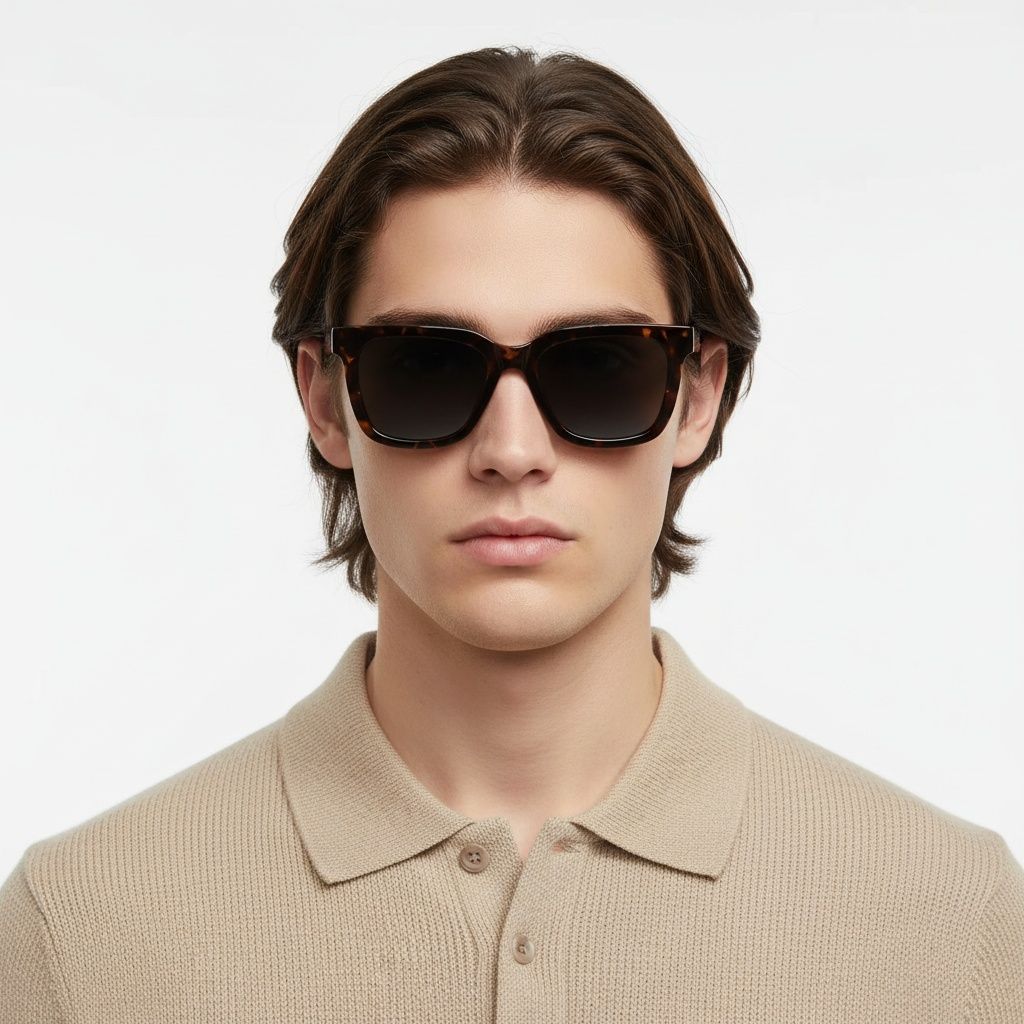 Gafas de sol rectangulares de acetato con montura de carey # BS2607-0066