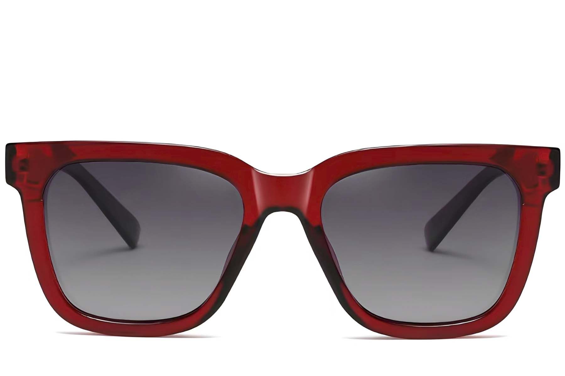 Rectangular Red Acetate Sunglasses #BS2607-0068