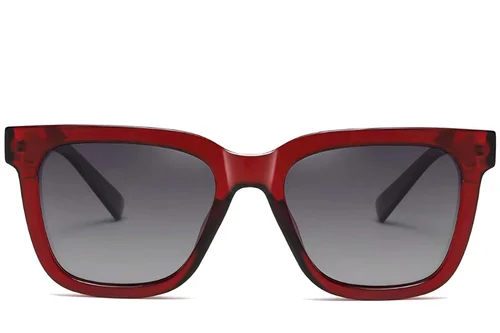 Lunettes de soleil rectangulaires en acétate rouge #BS2607-0068