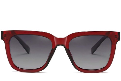 Rectangular Red Acetate Sunglasses #BS2607-0068