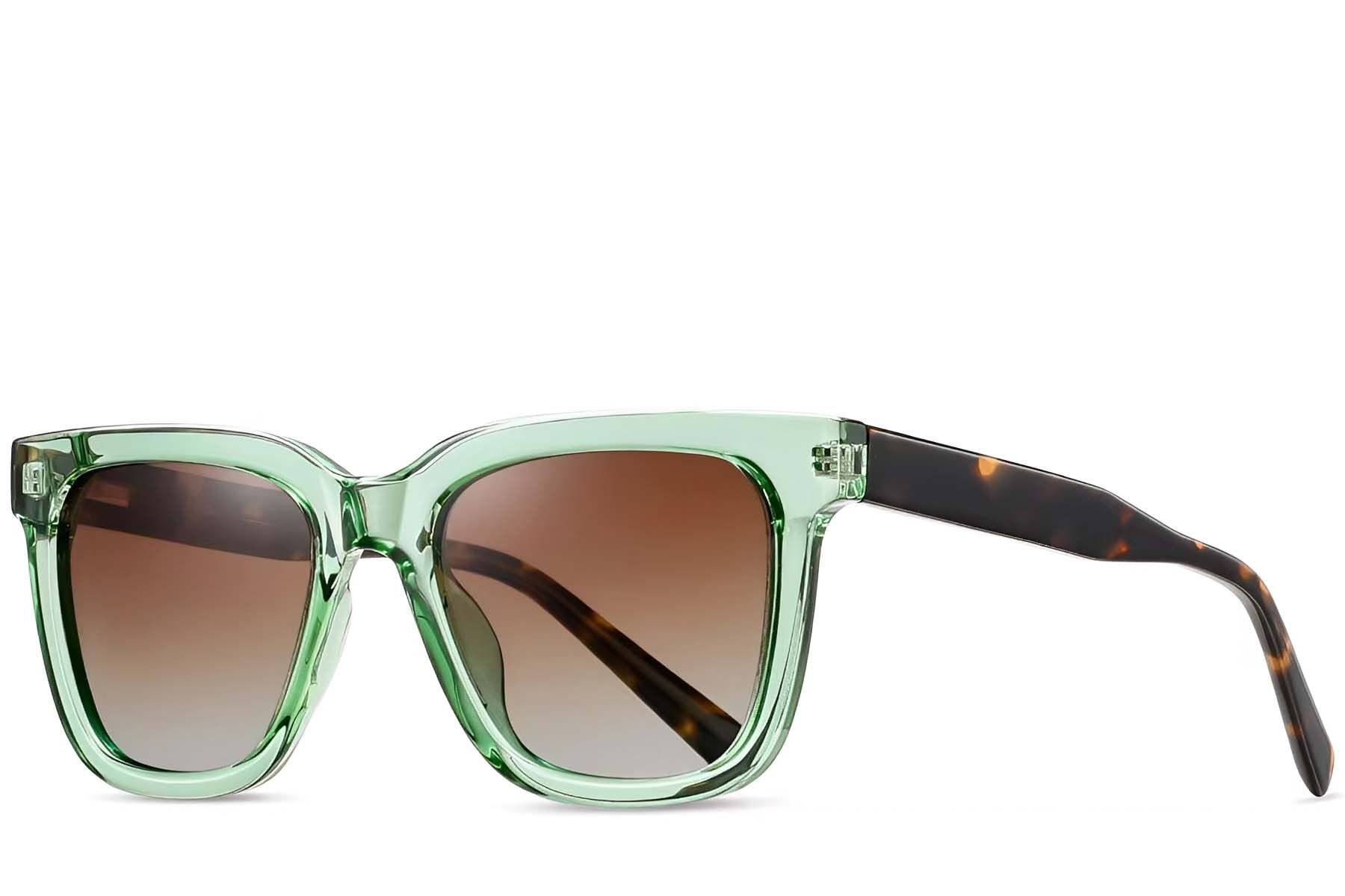 Rectangular Green Acetate Sunglasses #BS2607-0069