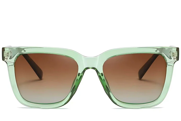 Rechteckige grüne Acetat-Sonnenbrille #BS2607-0069