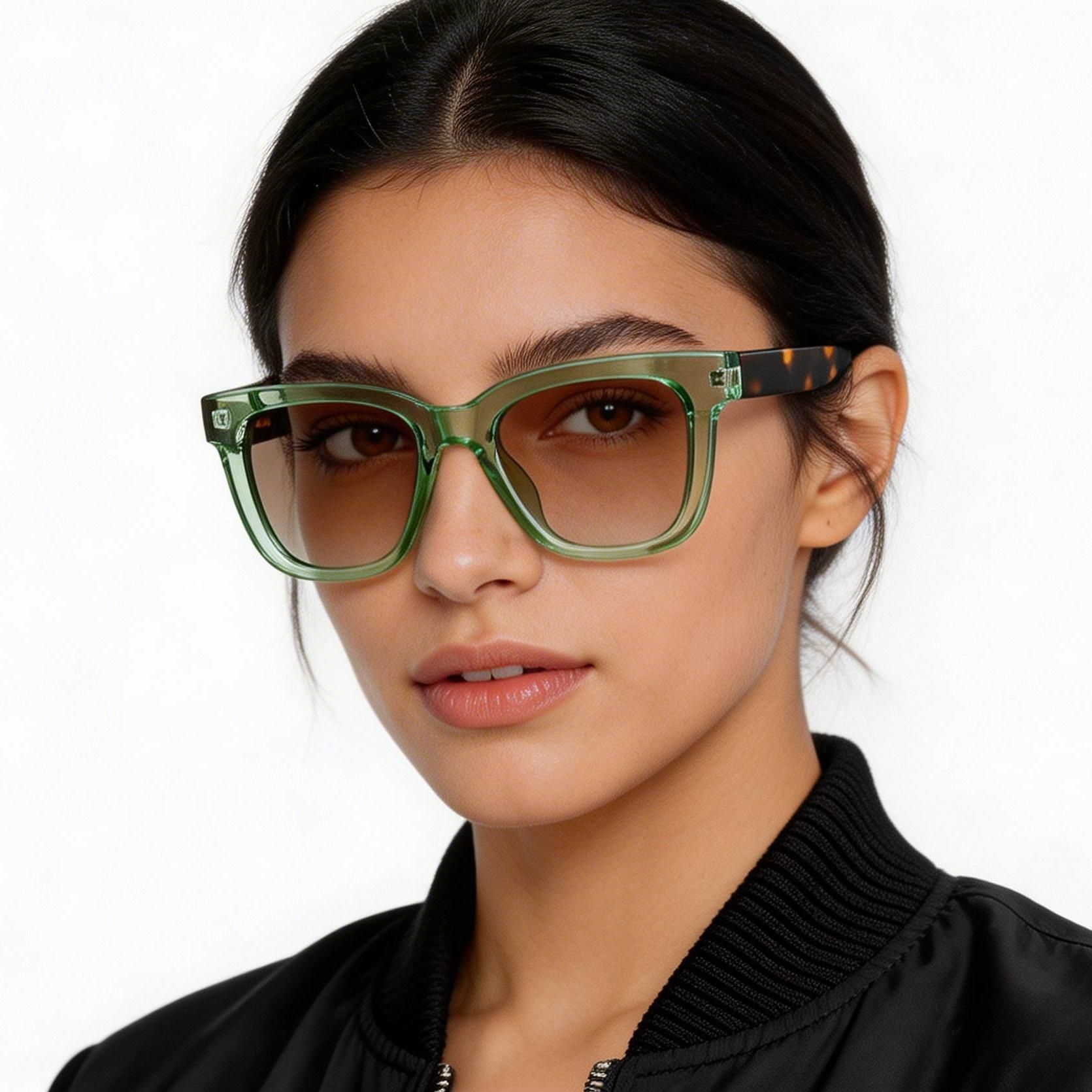 Rectangular Green Acetate Sunglasses #BS2607-0069