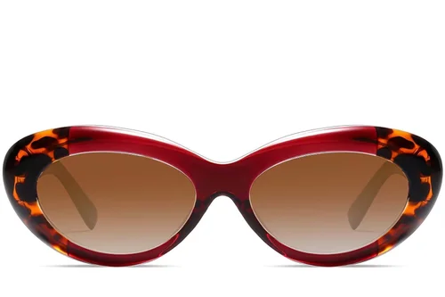 Lunettes de soleil papillon en acétate rouge #BS2607-0071