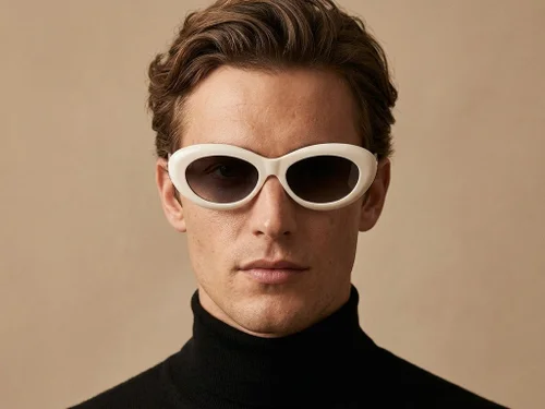 Lunettes de soleil papillon en acétate crème #BS2607-0072