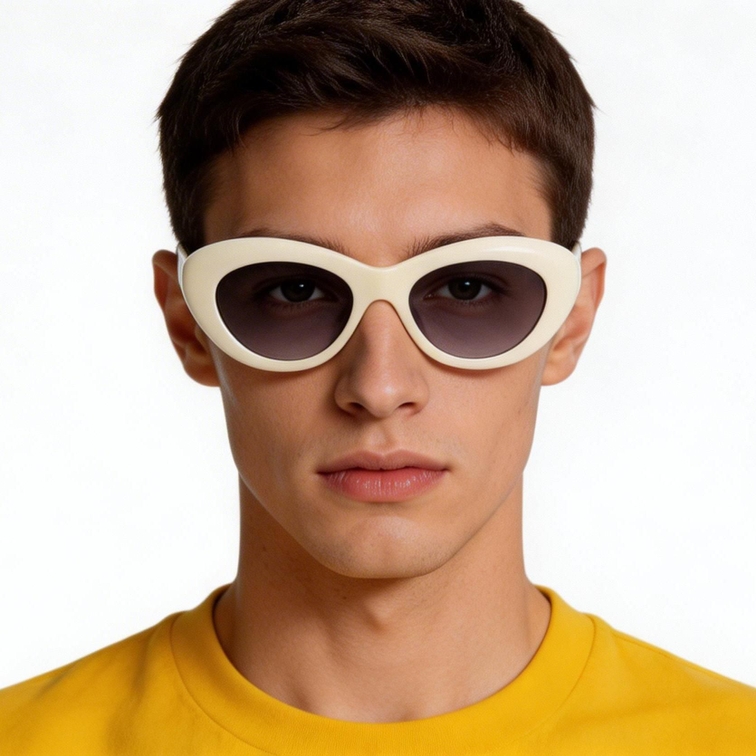 Occhiali da sole Butterfly in acetato color crema #BS2607-0072