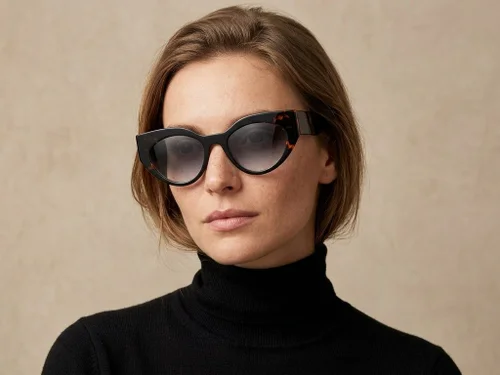 Lunettes de soleil papillon en acétate noir #BS2607-0078