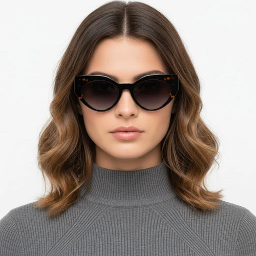 Lunettes de soleil papillon en acétate noir #BS2607-0078