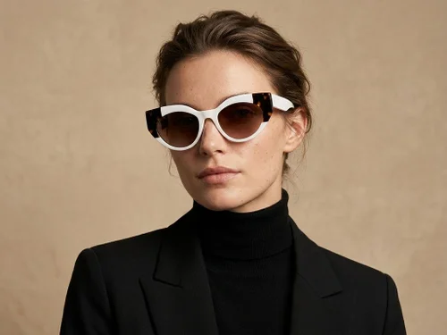 Lunettes de soleil papillon en acétate crème #BS2607-0080